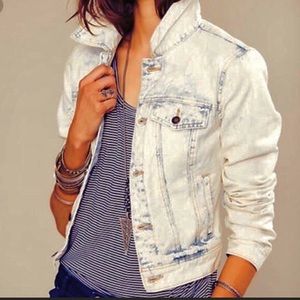 Free People Bleached Distressed Denim Jacket